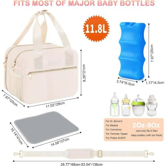 Breastmilk Cooler Bag with Ice Pack Insulated Baby Bottle Pump Carrier - Picture 6 of 7
